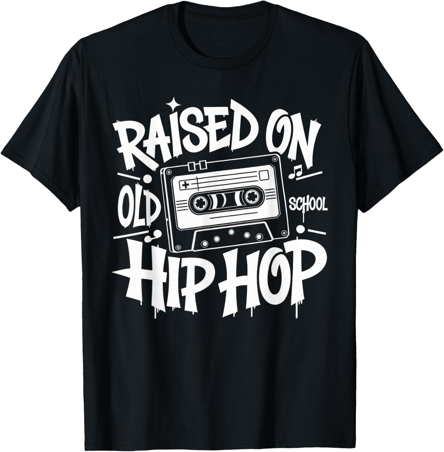 Raised ON Old School Graffiti Rap Hip HOP Tshirt Cassette T-Shirt