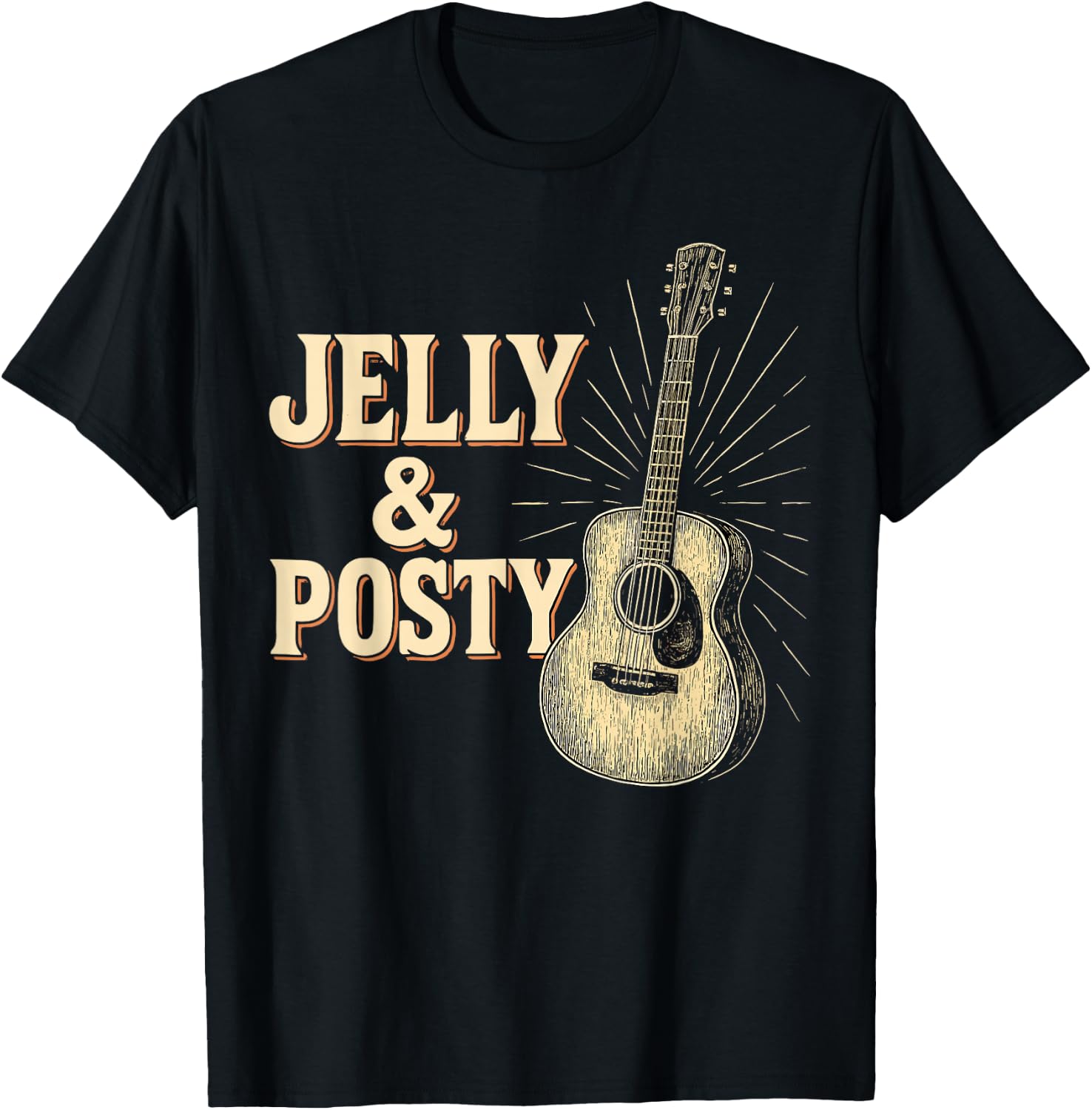 Jelly And Posty Acoustic Guitar Retro Style T-Shirt