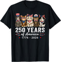 250 Years of America Cats Patriotic Cat Lover T-Shirt