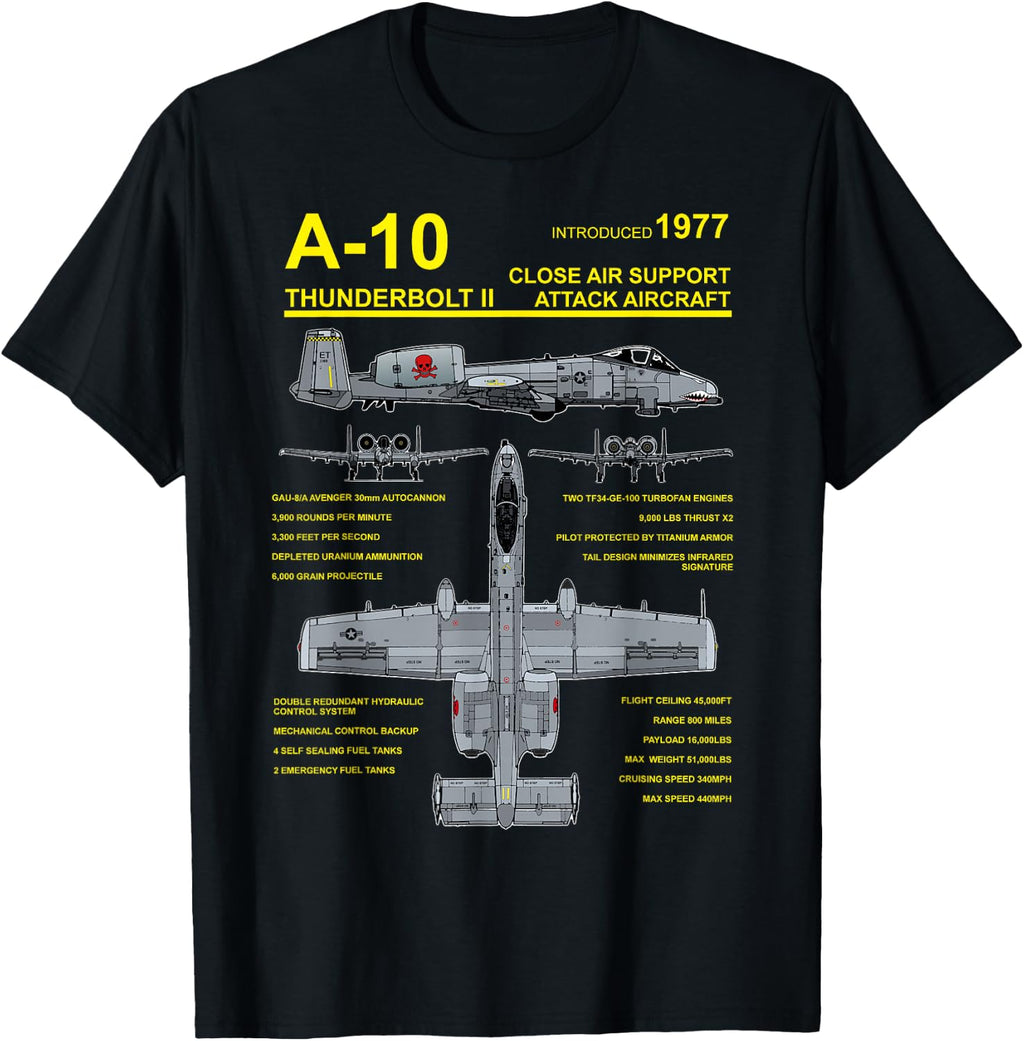 A-10 Thunderbolt II Warthog Military Jet Blueprint T-Shirt