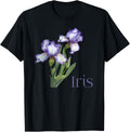 Iris Purple and White Iris Botanical Flower T-Shirt