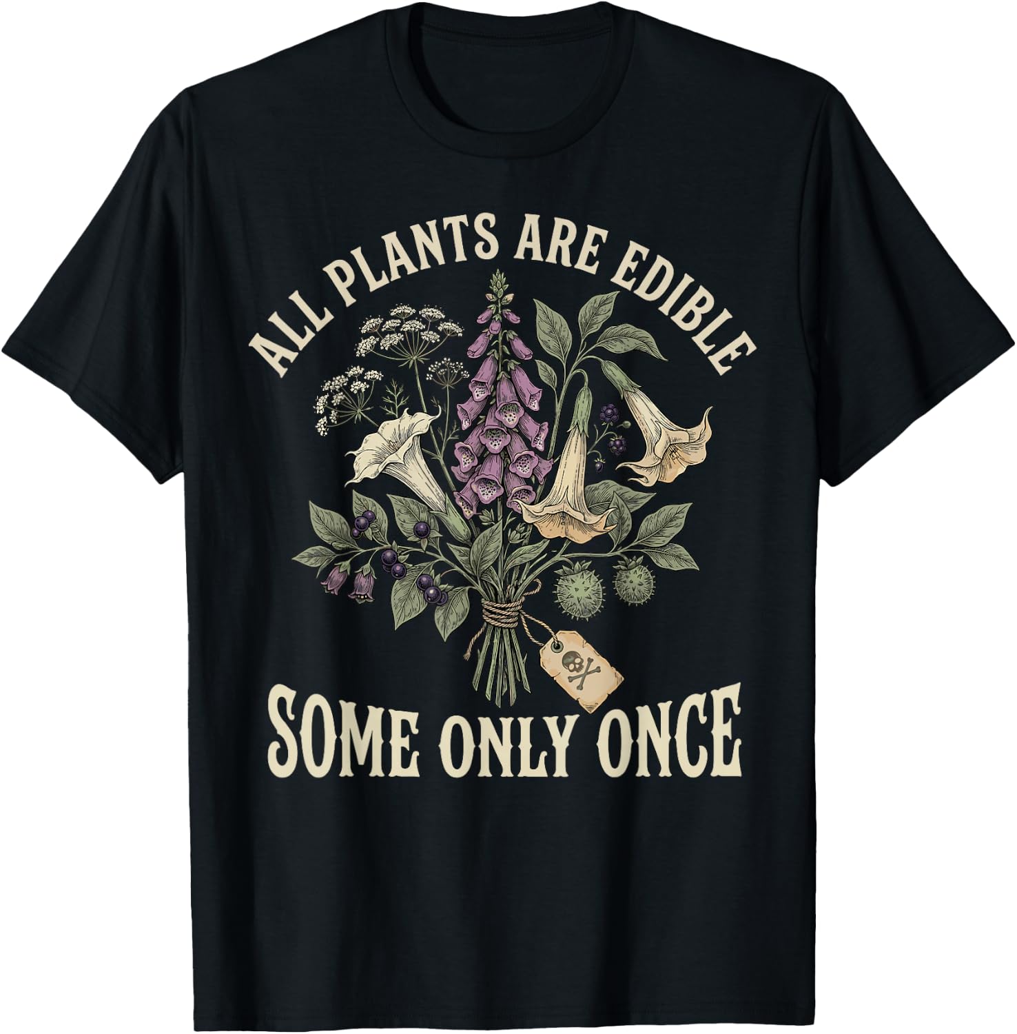 All Plants are Edible Some Only Once Funny Botanical T-Shirt