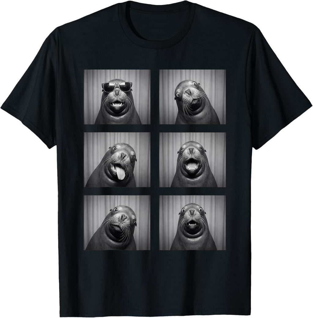 Sea Lion Photobooth Funny Ocean Animal Portrait T-Shirt