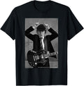 AC DC Rock Icon Black and White Guitar Pose T-Shirt