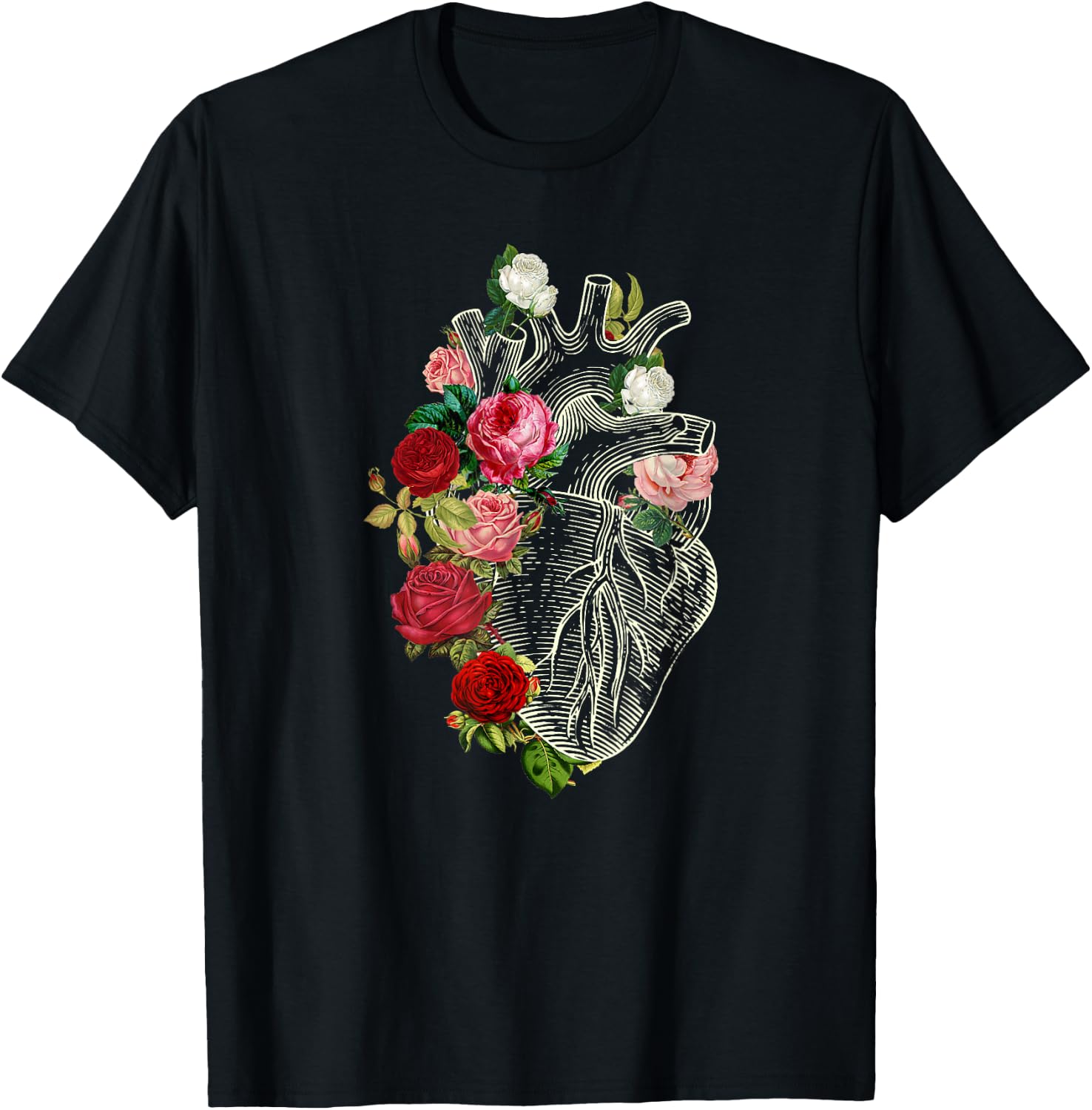 Anatomical Heart Floral Organ Cardiology Cardiac Nurse T-Shirt