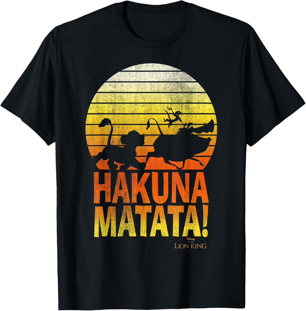 Disney Lion King Hakuna Matata Retro Distressed Group Shot T-Shirt
