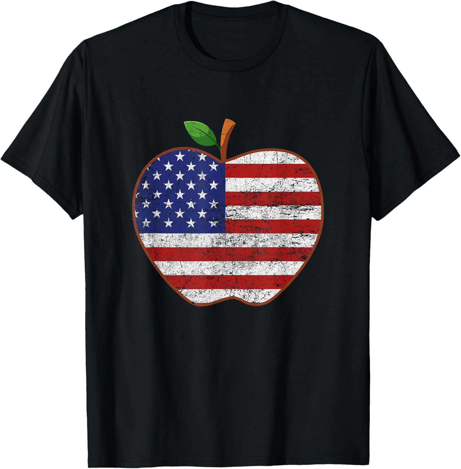 American Flag Teachers Students Apple 4th Of July Vintage T-Shirt