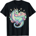 Fantasy Cute Dragon Heart Flowers T-Shirt