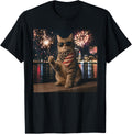 Funny Cat Fireworks Meme Patriotic 4th of July Cat Lovers T-Shirt