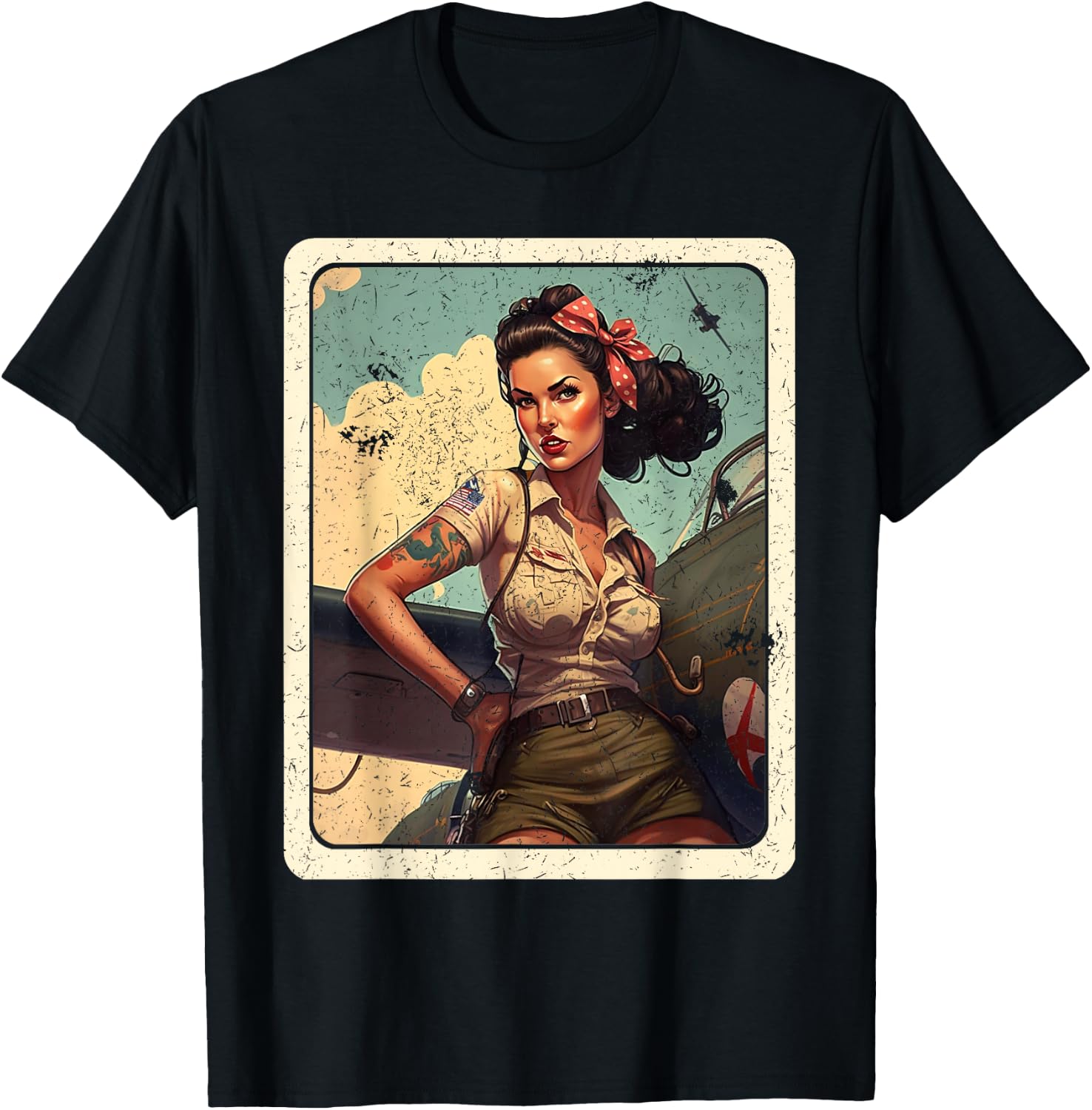 Beautiful Pin-Up Girl WWII Graphic T-Shirt