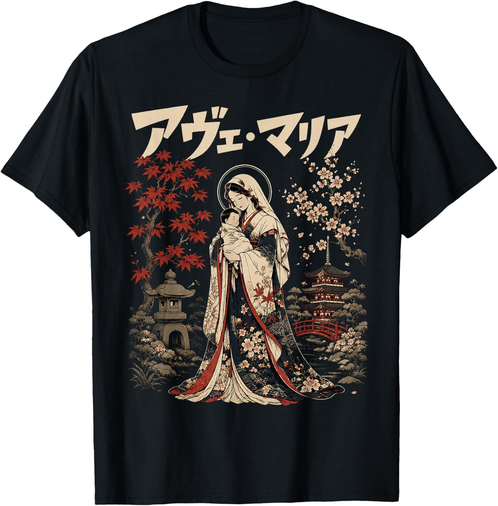 Ave Maria Anime Mary Japanese Christian Art Blessed Mother T-Shirt